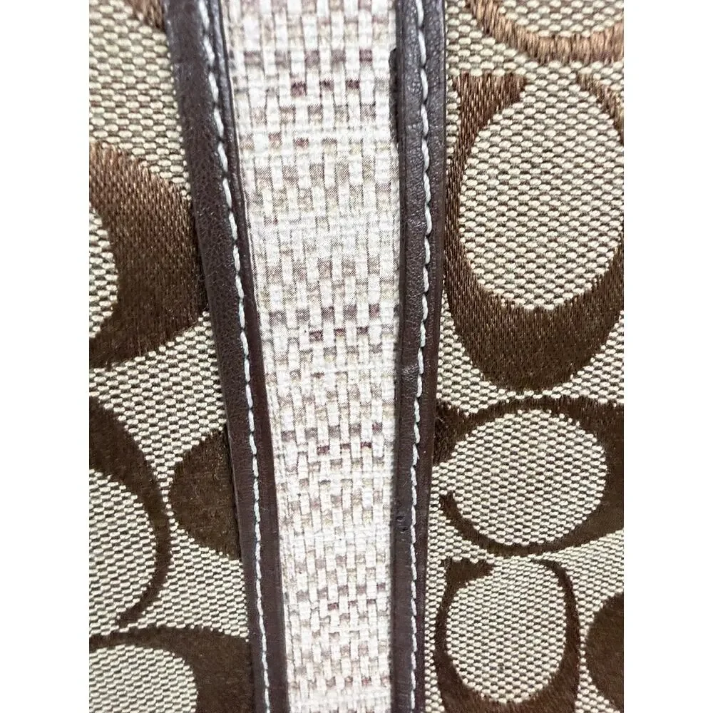 Coach 2004 Signature Jacquard Genuine Fur Trim Tote Bag Y2K